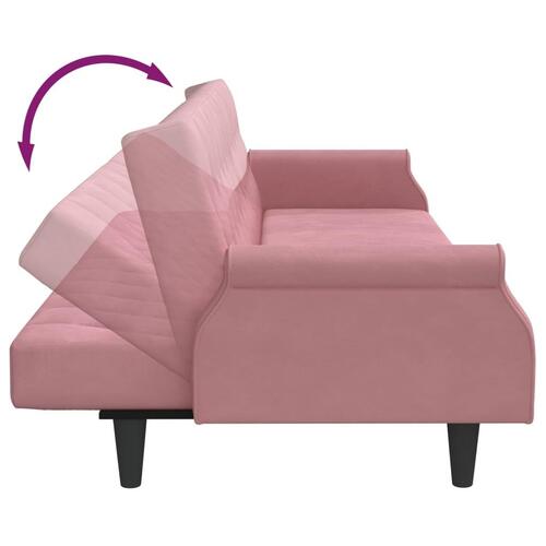 Sovesofa med armlæn velour lyserød