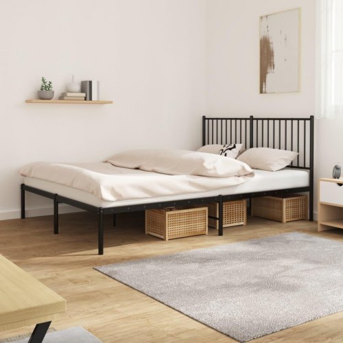 Sengeramme med sengegavl 150 x 200 cm metal - sort