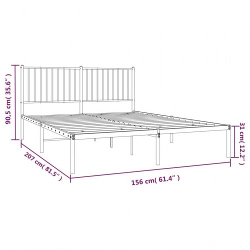 Sengeramme med sengegavl 150 x 200 cm metal - sort