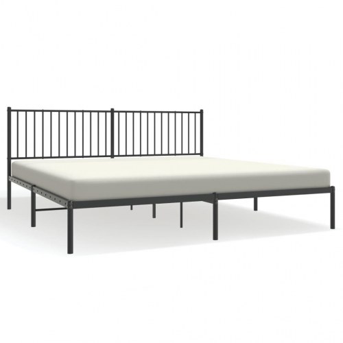 Sengeramme med sengegavl 193×203 cm - metal, sort