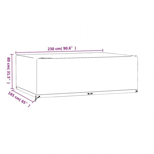 Havemøbelovertræk - 2 stk. rektangulære 230 × 165 × 80 cm, 12 øjer, sort