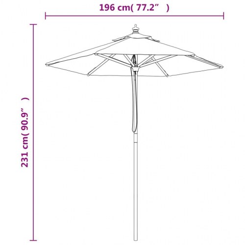Haveparasol med træstang 196 x 231 cm - terracotta