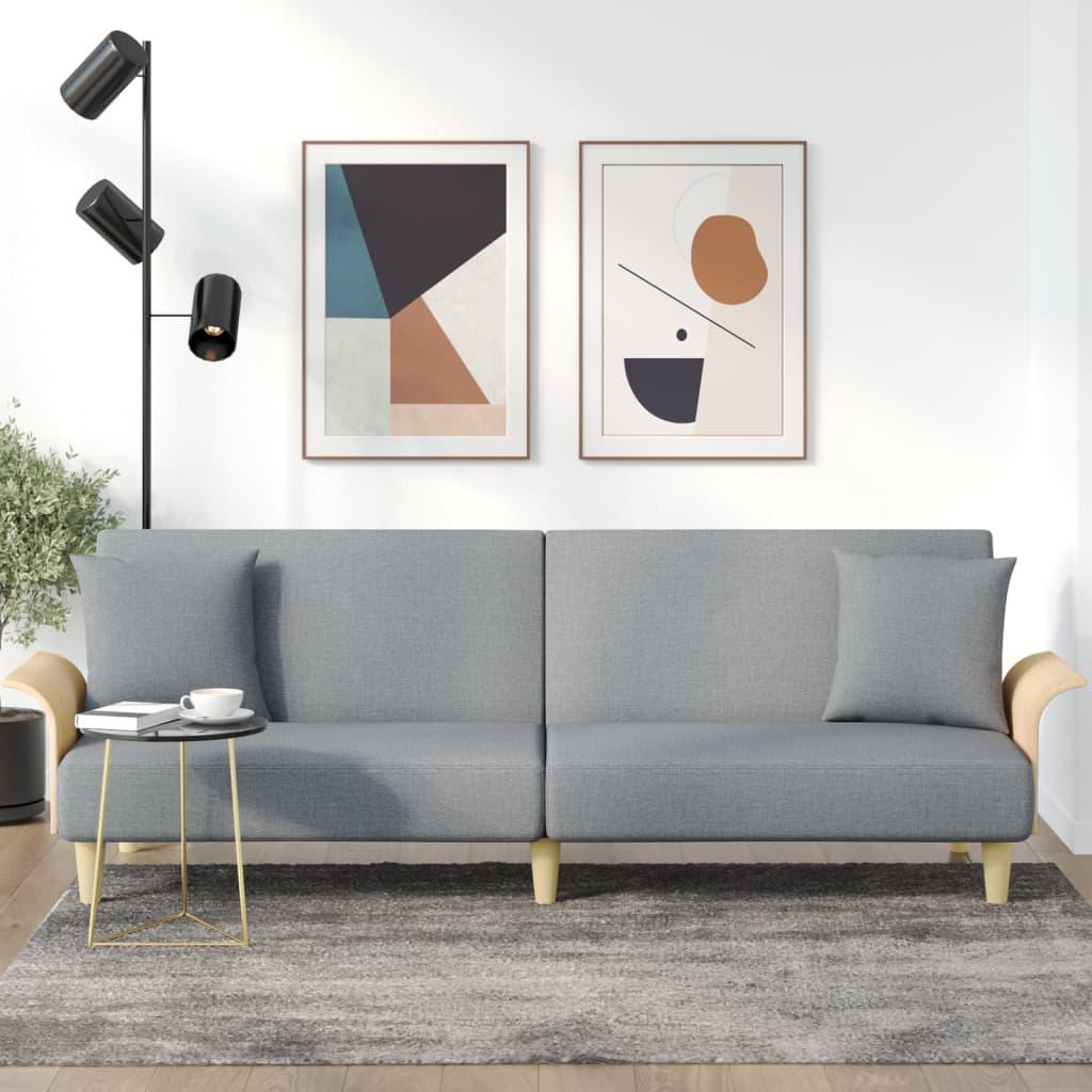 Sovesofa Med Armlæn Stof Farvet - Lysegrå