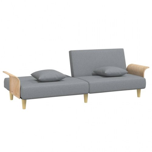 Sovesofa med armlæn i stof - lysegrå, justerbart ryglæn