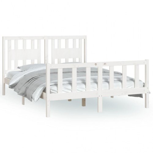 Sengeamme med sengegavl 120x200 cm massivt fyrretræ hvid