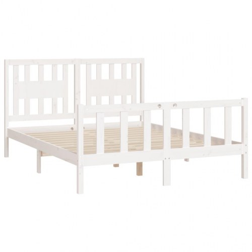 Sengeamme med sengegavl 120x200 cm massivt fyrretræ hvid