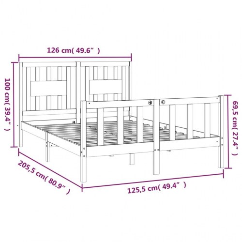 Sengeamme med sengegavl 120x200 cm massivt fyrretræ hvid