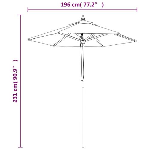 Haveparasol med træstang 196x231 cm sandfarvet