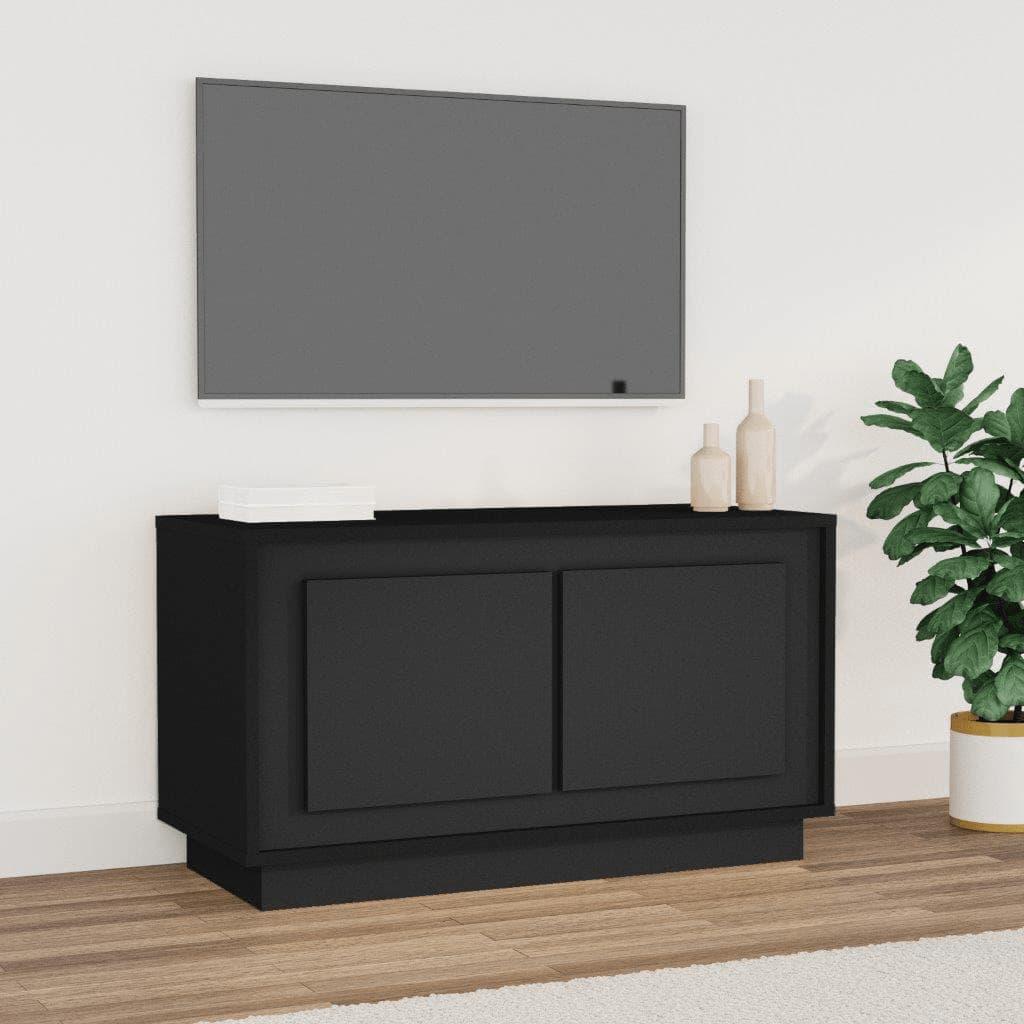 TV-bord med låger 80 x 35 x 45 cm i sort konstrueret træ