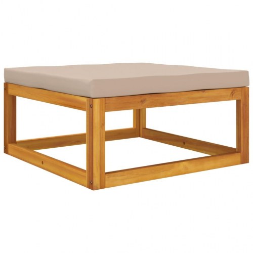 Fodskammel til haven med gråbrun hynde massivt akacietræ