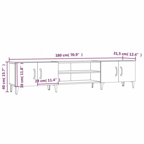 Tv-bord i sort konstrueret træ - 180 × 31,5 × 40 cm