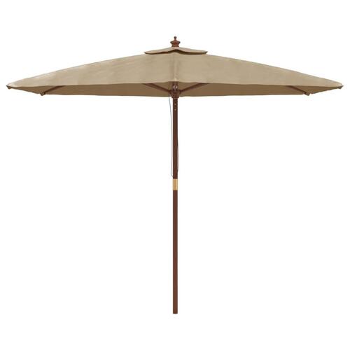 Haveparasol med træstang 299x240 cm gråbrun