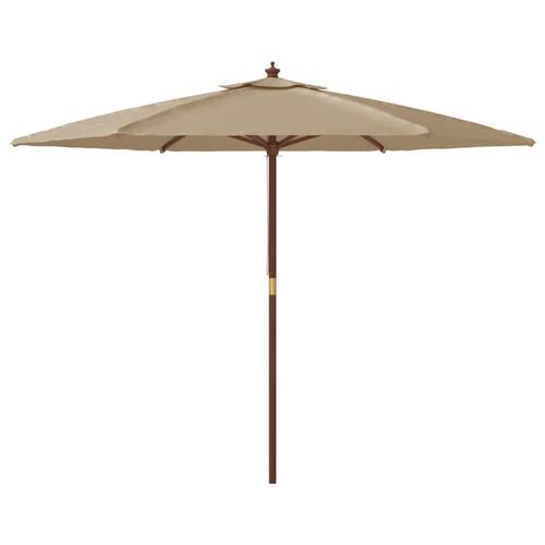 Haveparasol med træstang 299x240 cm gråbrun