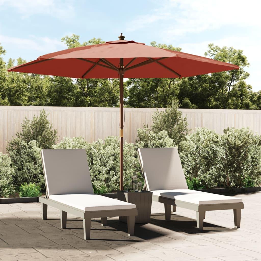 Haveparasol med træstang 299x240 cm terrakotta