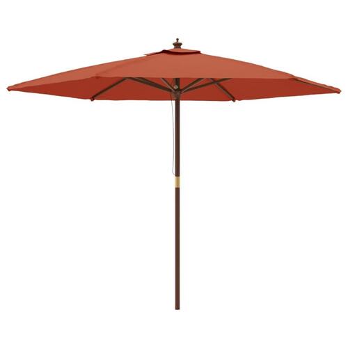 Haveparasol med træstang 299x240 cm terrakotta