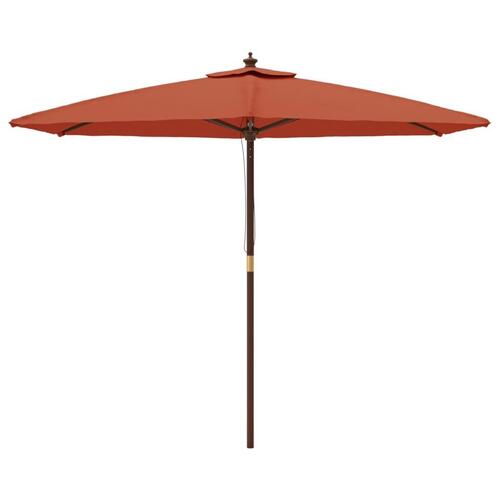 Haveparasol med træstang 299x240 cm terrakotta