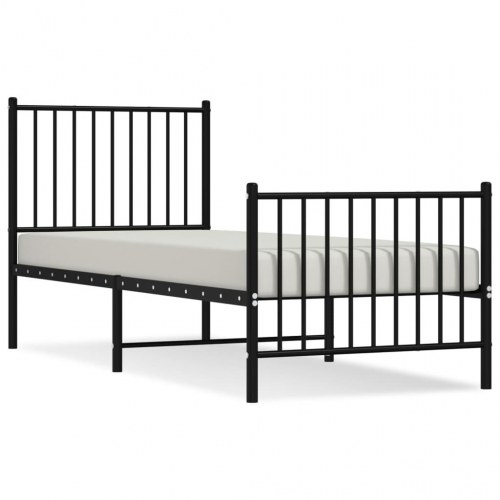Sengeramme med sengegavl og fodgærde 75x190 cm metal sort
