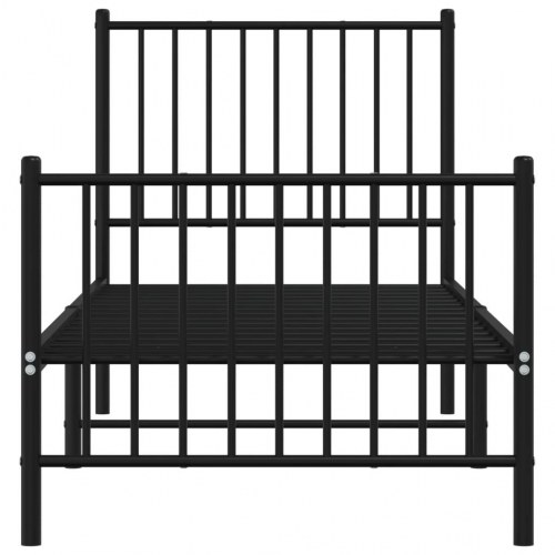 Sengeramme med sengegavl og fodgærde 75x190 cm metal sort