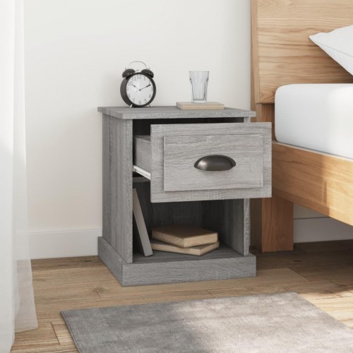 Sengeborde 2 stk. 39x39x47,5 cm konstrueret træ grå sonoma-eg
