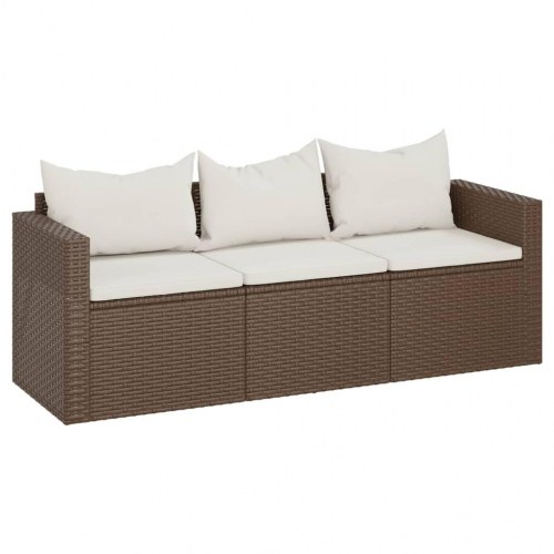 3-personers havesofa med hynder i polyrattan - brun