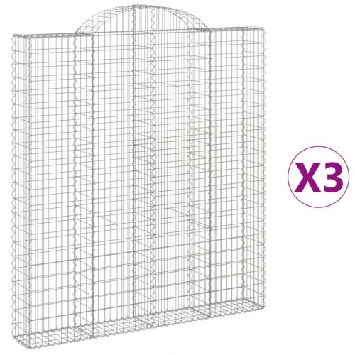 Buede gabionkurve 3 stk. 200×30×220/240 cm - galvaniseret jern
