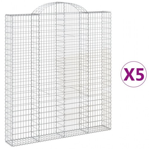 Buede gabionkurve - 5 stk. 200×30×220/240 cm i galvaniseret jern