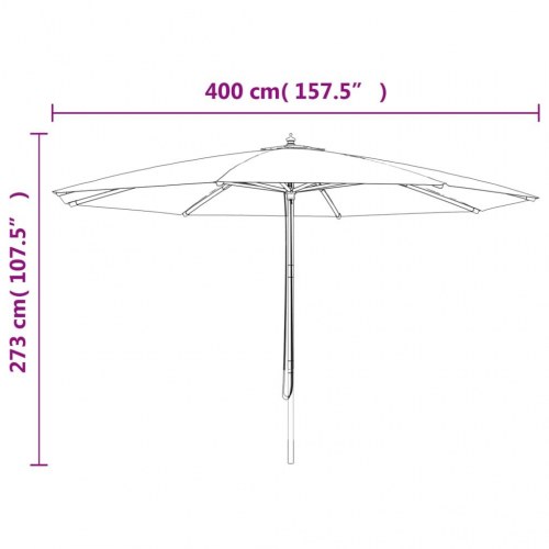 Haveparasol med træstang 400 × 273 cm - bordeaux