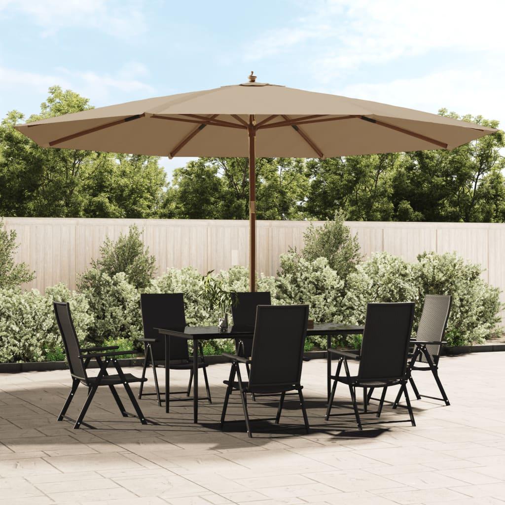 Haveparasol med træstang 400x273 cm gråbrun