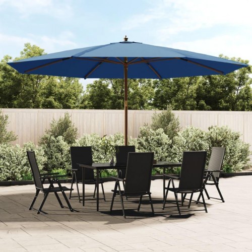 Haveparasol med træstang 400 × 273 cm - azurblå