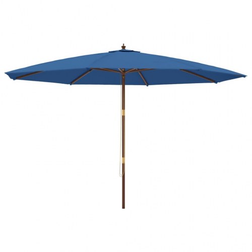 Haveparasol med træstang 400 × 273 cm - azurblå