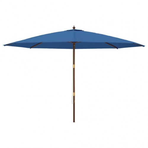 Haveparasol med træstang 400 × 273 cm - azurblå