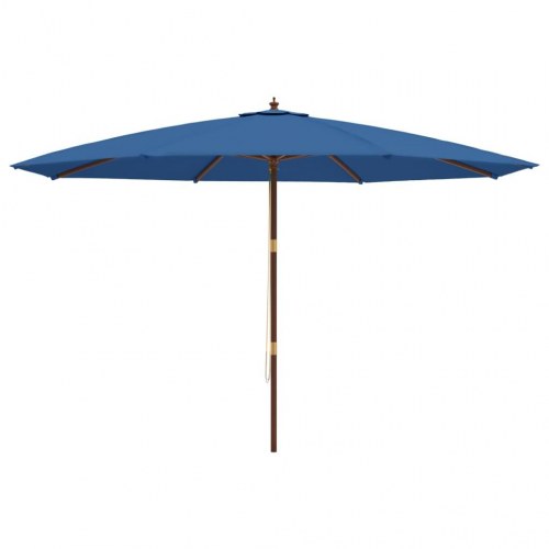 Haveparasol med træstang 400 × 273 cm - azurblå