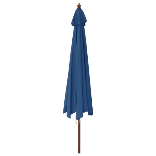 Haveparasol med træstang 400 × 273 cm - azurblå