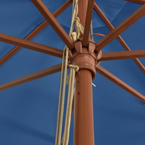 Haveparasol med træstang 400 × 273 cm - azurblå