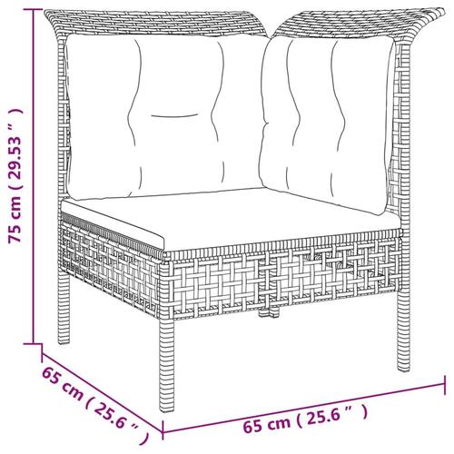 Loungesæt til haven 4 dele med hynder polyrattan grå