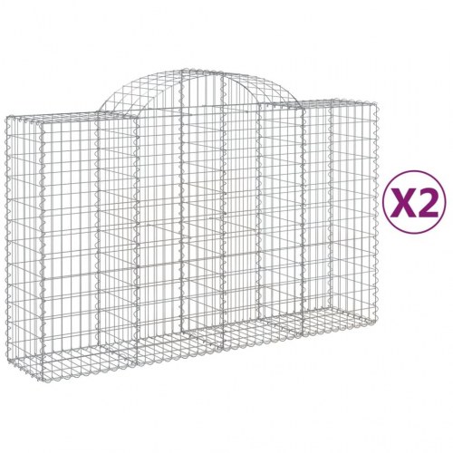 Buede gabionkurve - 2 stk. 200×50×120/140 cm i galvaniseret jern