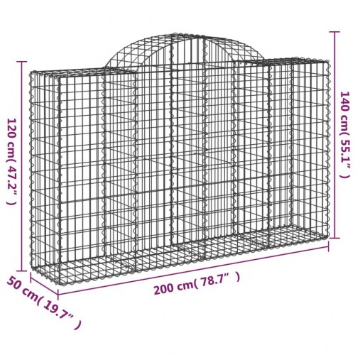 Buede gabionkurve - 2 stk. 200×50×120/140 cm i galvaniseret jern