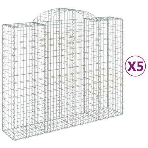 Buede gabionkurve - 5 stk. 200×50×160/180 cm i galvaniseret jern