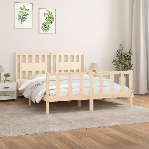 Sengeramme med sengegavl 160 x 200 cm - massivt fyrretræ