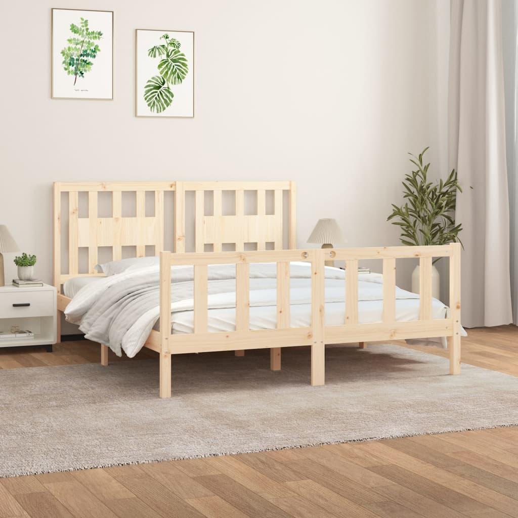Sengeramme med sengegavl 160x200 cm massivt fyrretræ