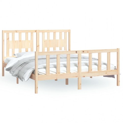 Sengeramme med sengegavl 160 x 200 cm - massivt fyrretræ
