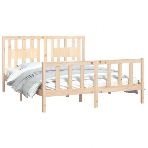 Sengeramme med sengegavl 160 x 200 cm - massivt fyrretræ