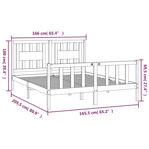Sengeramme med sengegavl 160 x 200 cm - massivt fyrretræ