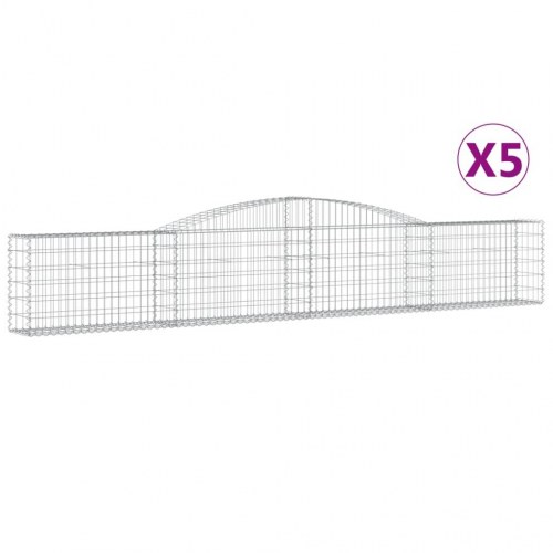 Buede gabionkurve - 5 stk. 400 × 30 × 60/80 cm i galvaniseret jern