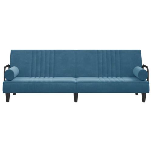 Sovesofa med armlæn velour blå