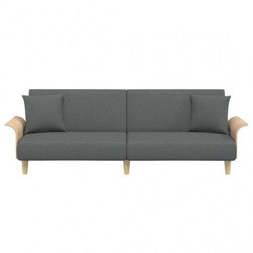 Sovesofa med armlæn i stof - mørkegrå, 224 cm