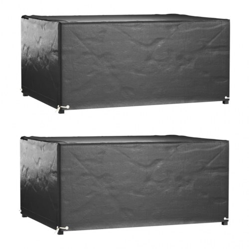 Havemøbelovertræk - 2 stk. rektangulære 180 × 135 × 80 cm, sort, 8 øjer