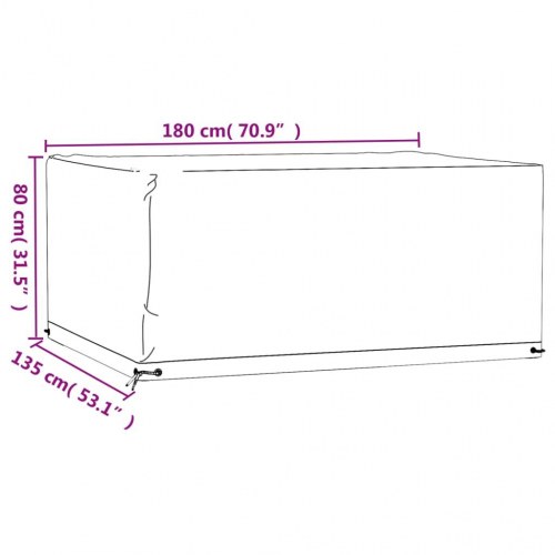 Havemøbelovertræk - 2 stk. rektangulære 180 × 135 × 80 cm, sort, 8 øjer