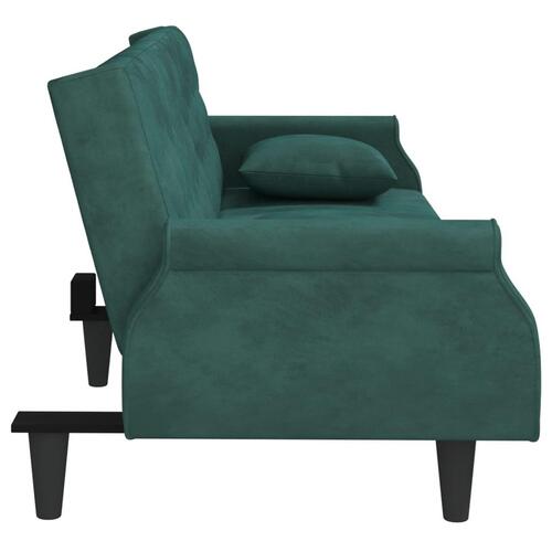 Sovesofa med armlæn velour mørkegrøn