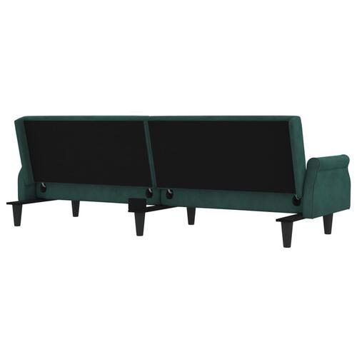 Sovesofa med armlæn velour mørkegrøn